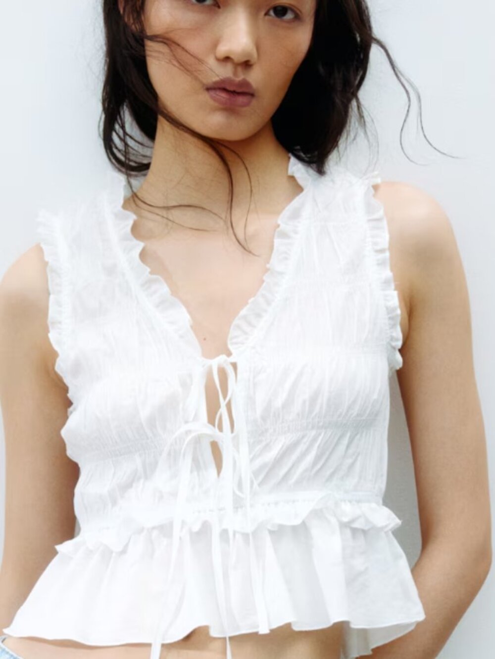 H&M Tie-Detail Smocked Top